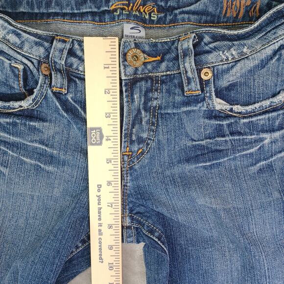 Silver Jeans Nora Flare Jeans Women's Size 28 Blue Low Rise Distressed Y2K 28x35 - Picture 7 of 12